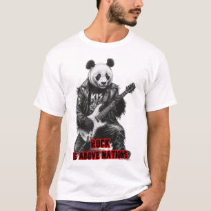 Wild Panda plays Rock & Roll on a Black T-Shirt