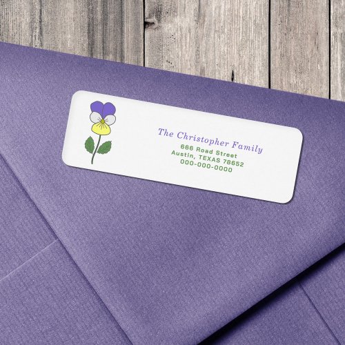 Wild Pansy Pastel Flower Return Address Label