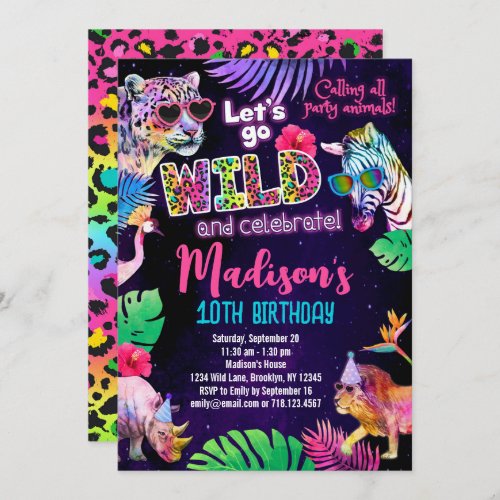 Wild Party Animals Birthday invitation