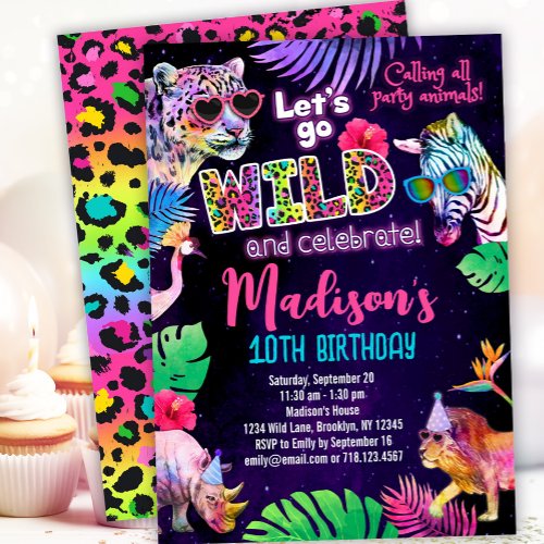 Wild Party Animals Birthday invitation