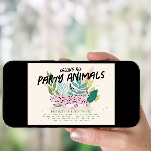 Wild Party Animals Kids Birthday Party Invitation (Front Digital)