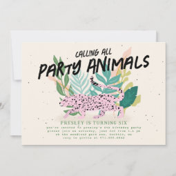 Wild Party Animals Kids Birthday Party Invitation | Zazzle