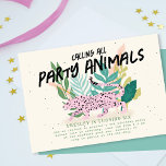 Wild Party Animals Kids Birthday Party Invitation<br><div class="desc">Hey party animals, this cute hand illustrated wild cat cheetah invitation is sure to be a show stopper at your child's next birthday party! A very versatile design that can be used for a variety of themes such as: wild one, two wild, young wild and three, party animals, zoo, safari...</div>