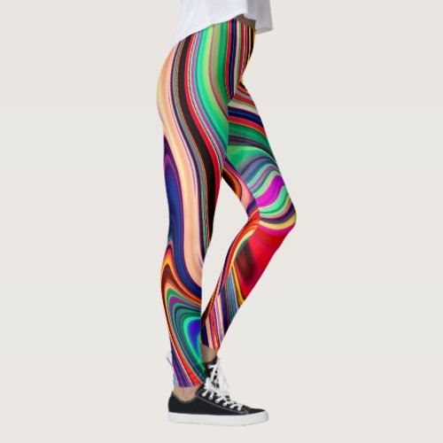Wild Pattern Colorful Marble Print Leggings