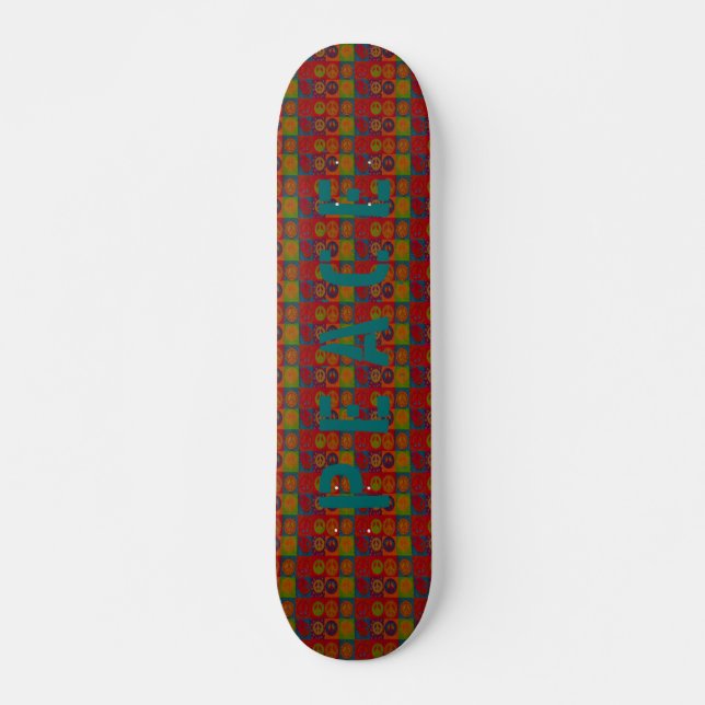 Wild Peace Signs ~ Skateboard Retro Deck (Front)