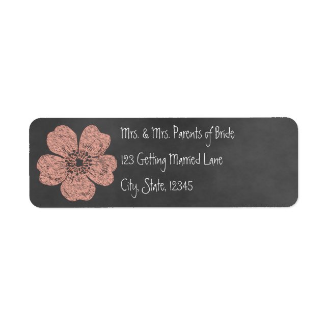 Wild Peach Roses Chalkboard Avery Label (Front)