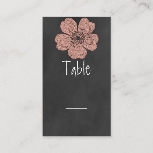 Wild Peach Roses Chalkboard Table Card