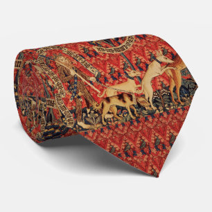 WILD PEOPLE IN DEER HUNT, Animals ,Red Floral Neck Tie