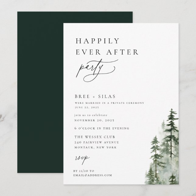Wild Pine Forest Happily Ever After Party Invitation (Front/Back)