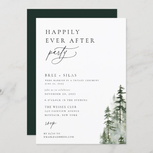 Wild Pine Forest Happily Ever After Party Invitation