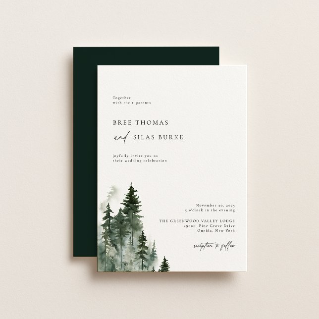 Wild Pine Forest Rustic Wedding Invitation (Creator Uploaded)