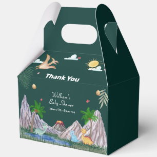 Wild Pine Green Rawr Volcano Dinosaur Baby Shower Favor Boxes