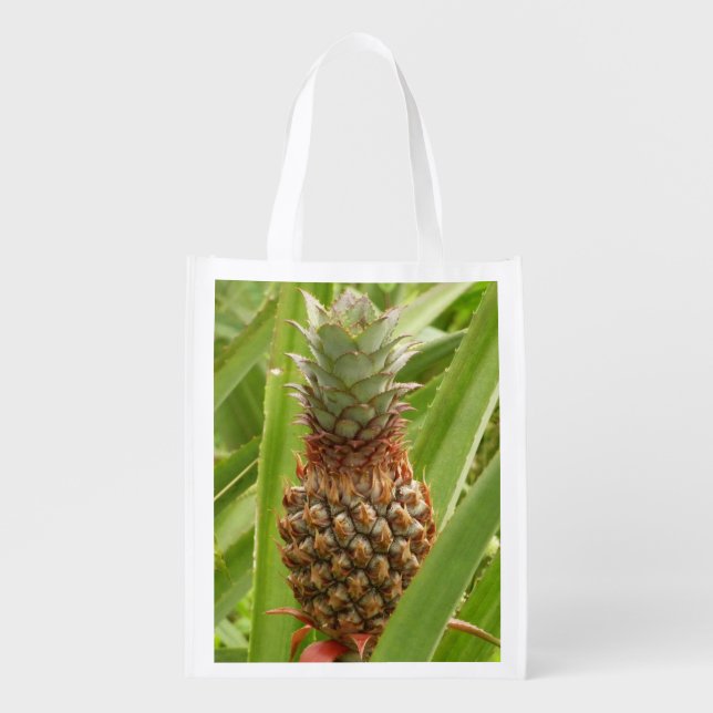 Wild Pineapple Tropical Fruit in Nature Reusable Grocery Bag (Front)