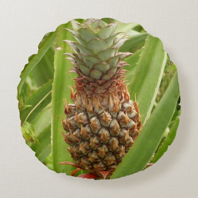 Wild Pineapple Tropical Fruit in Nature Round Pillow (Front)