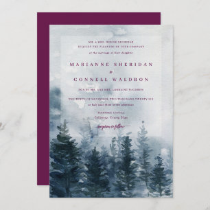 Wild Pines Navy + Berry Wedding Invitation