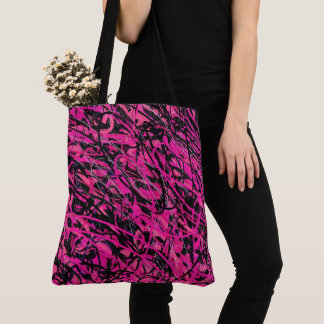 Wild Pink and Black Swirls Tote Bag