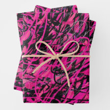 Wild Pink and Black Swirls