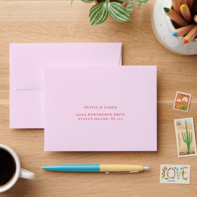 Wild Pink and Red Wedding Envelope  (Desk)