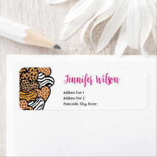 Wild Pink Animal Print Hearts Valentine's Day Label