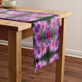 Wild Pink Asters Flower Art Abstract Short Table Runner