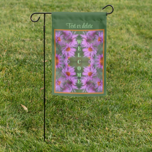 Wild Pink Asters Flower Art Personalized Garden Flag (In SItu)