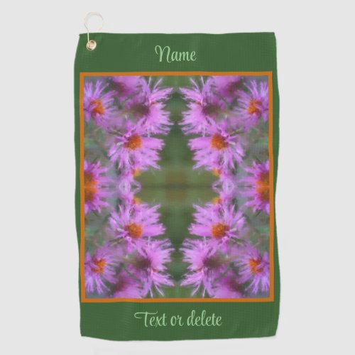 Wild Pink Asters Flower Art Personalized Golf Towel