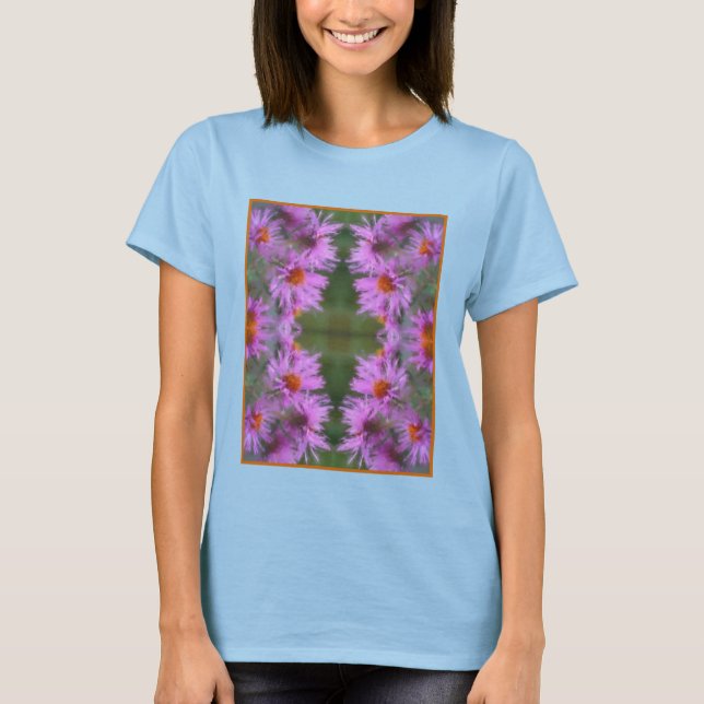 Wild Pink Asters Flower Art  T-Shirt (Front)