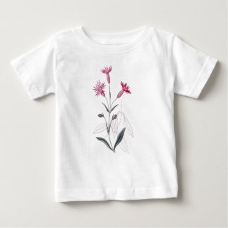 Wild Pink Carnations Botanical  Baby T-Shirt