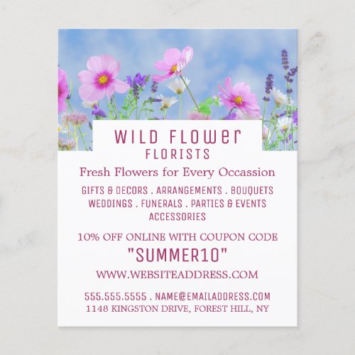 Wild Pink Floral Floristry Advertising Flyer