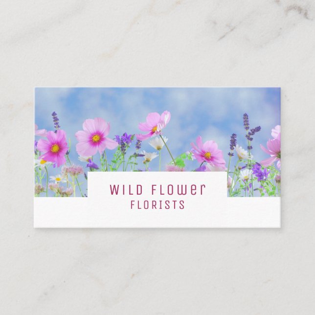 Wild Pink Floral, Floristry Business Card (Front)