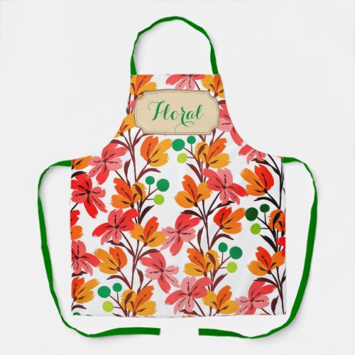 Wild pink floral shades apron