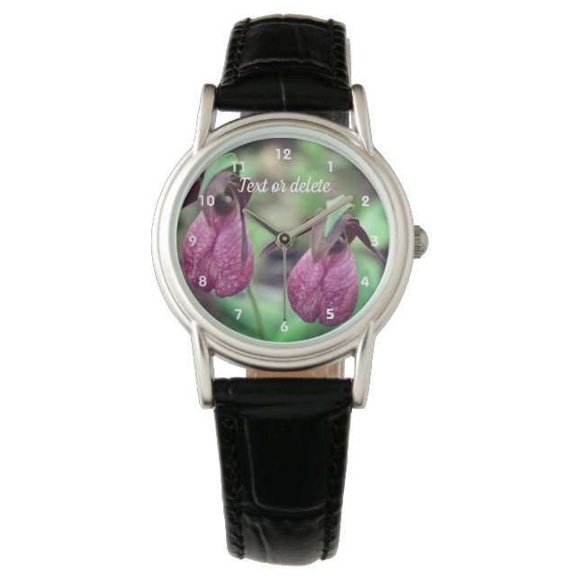 Wild Pink Lady Slipper Orchid Flower Pair 2    Watch (Front)