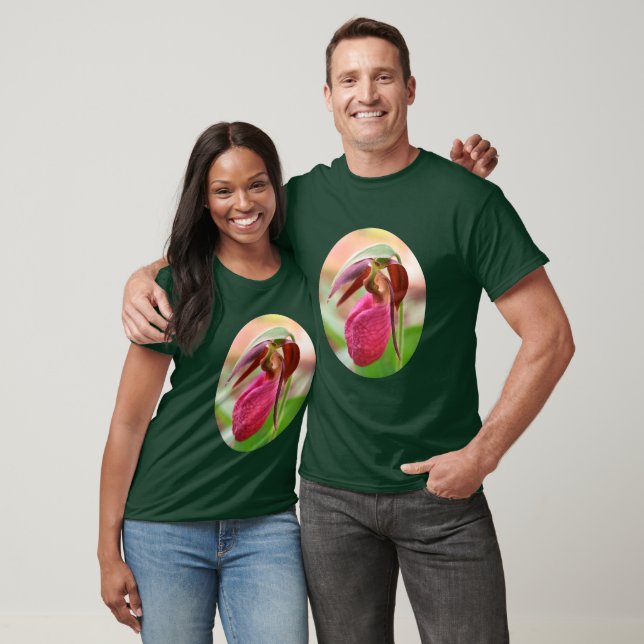 Wild Pink Lady Slipper Orchid Flower T-Shirt (Unisex)