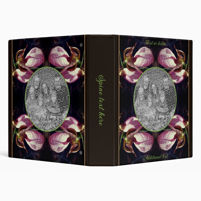 Wild Pink Lady Slipper Orchid Frame Add Your Photo 3 Ring Binder (Background)