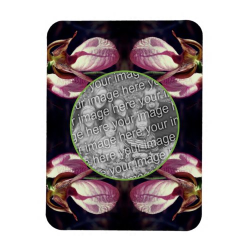 Wild Pink Lady Slipper Orchid Frame Add Your Photo Magnet