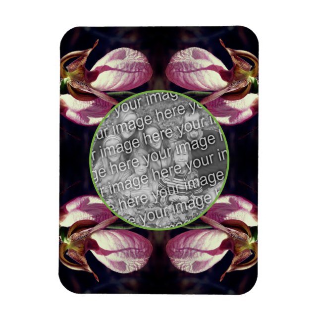 Wild Pink Lady Slipper Orchid Frame Add Your Photo Magnet (Vertical)