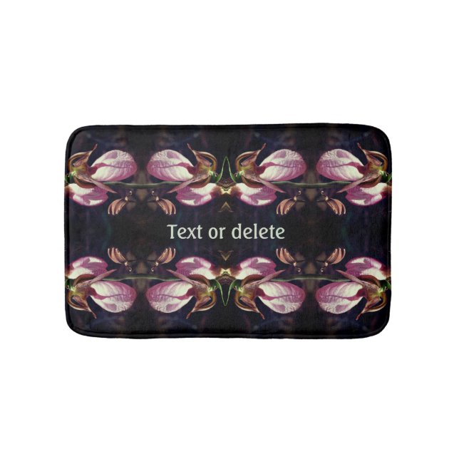 Wild Pink Lady Slipper Orchid Pair Personalized Bath Mat (Front)