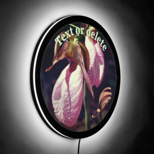 Wild Pink Lady Slipper Orchid Pair Personalized LED Sign