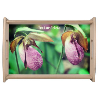 Wild Pink Lady Slipper Orchid Pair Personalized Serving Tray