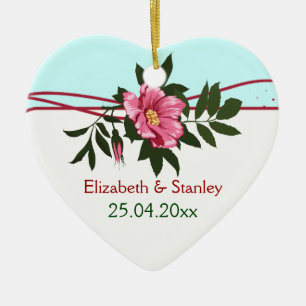 Wild pink rose floral wedding keepsake ornament