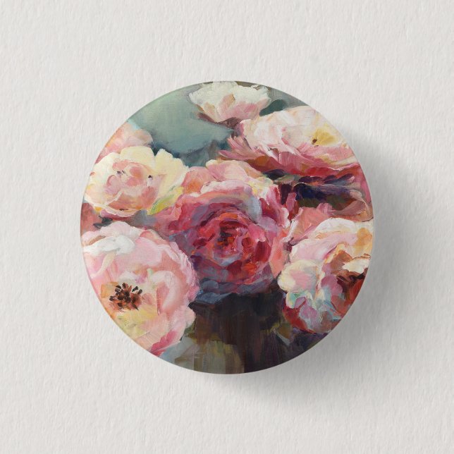 Wild Pink Roses Button (Front)