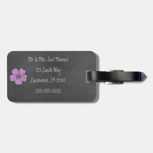 Wild Pink Roses Chalkboard Luggage Tag (Back Horizontal)