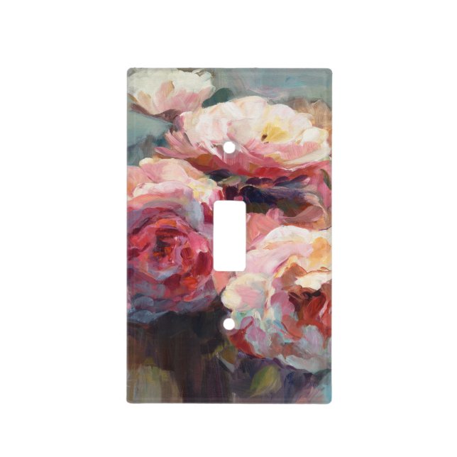 Wild Pink Roses Light Switch Cover (Front)
