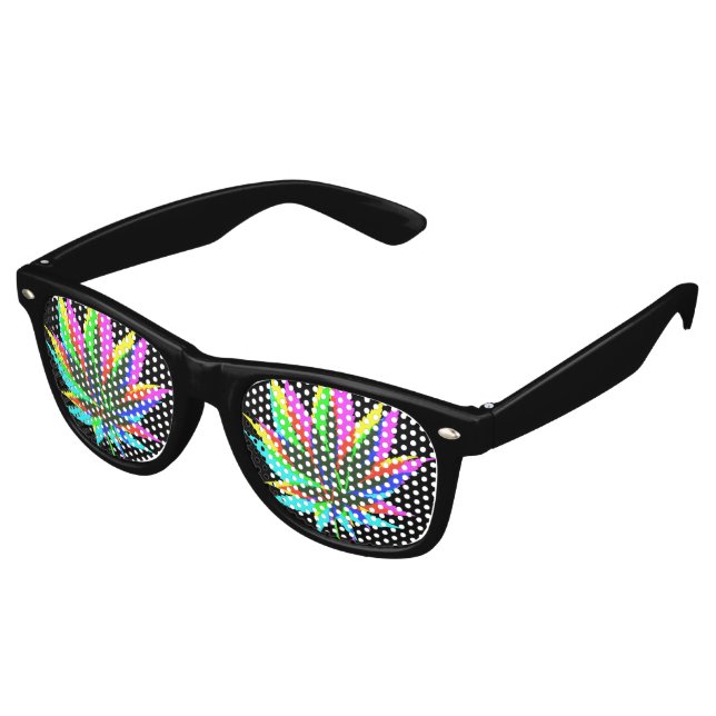Wild Plant Leafs - neon colored + your ideas Retro Sunglasses (Angled)