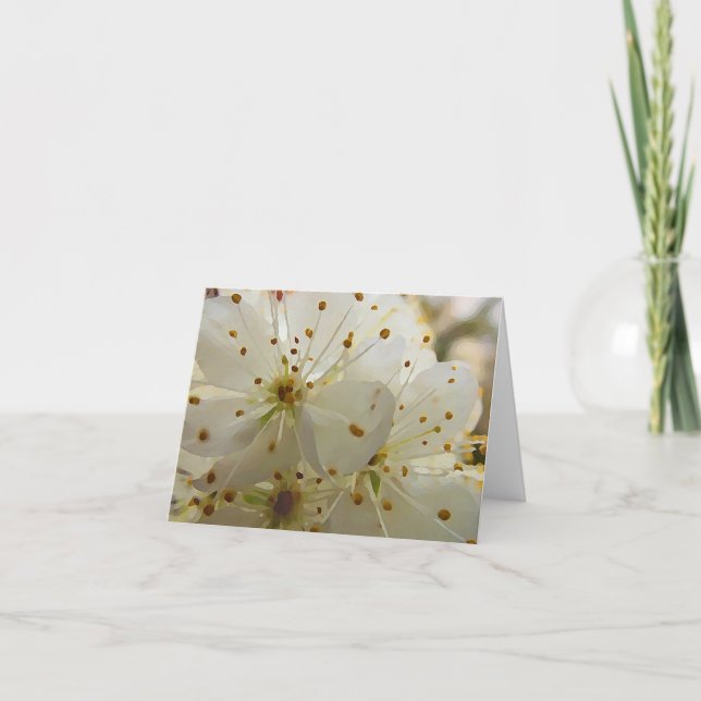 Wild Plum Blossoms Impressionist Art Blank Inside  Note Card (Front)