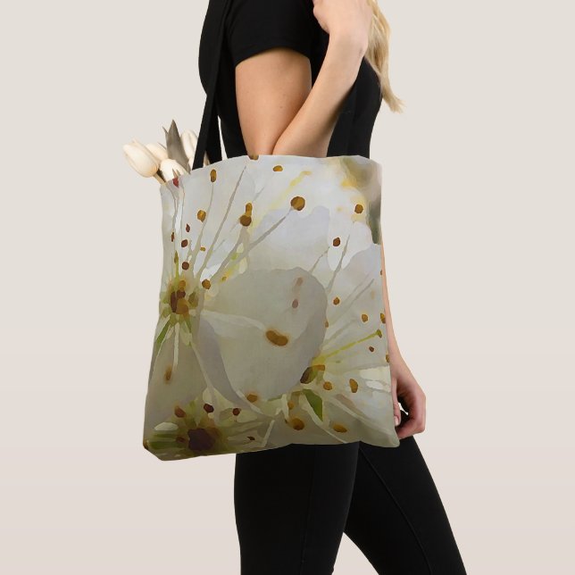 Wild Plum Blossoms Impressionist Art   Tote Bag (Close Up)