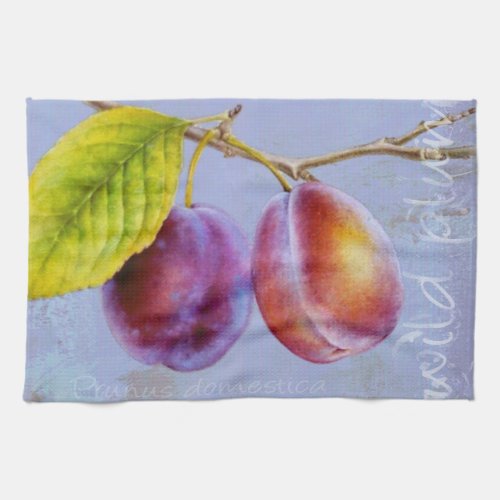 Wild plum _ Prunus domestica blue kitchen towel