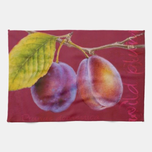 Wild plum _ Prunus domestica red kitchen towel