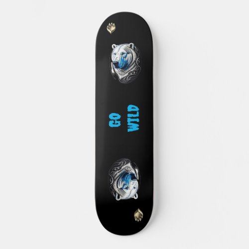 Wild Polar Bear Skateboard  Arctic Animal Board