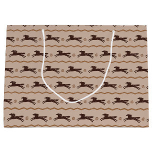 Wild Pony Galloping Horse on Tan for Horse Lover Large Gift Bag